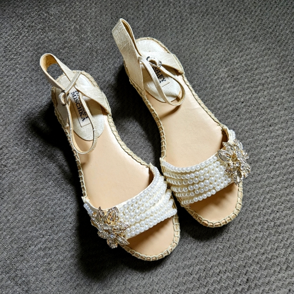 Badgley Mischka pearl & rhinestone sandals